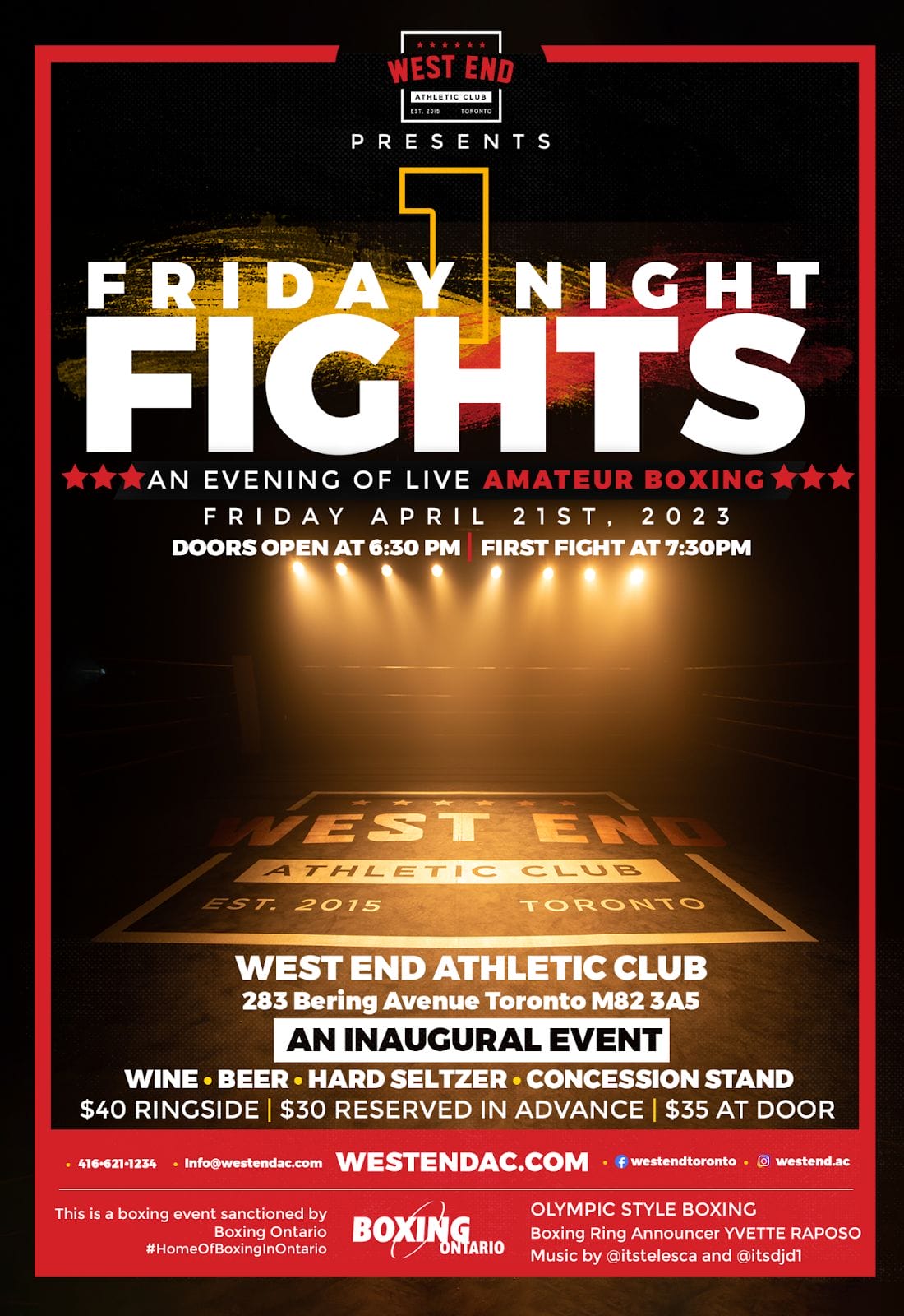 West End AC Friday Night Fights event poster