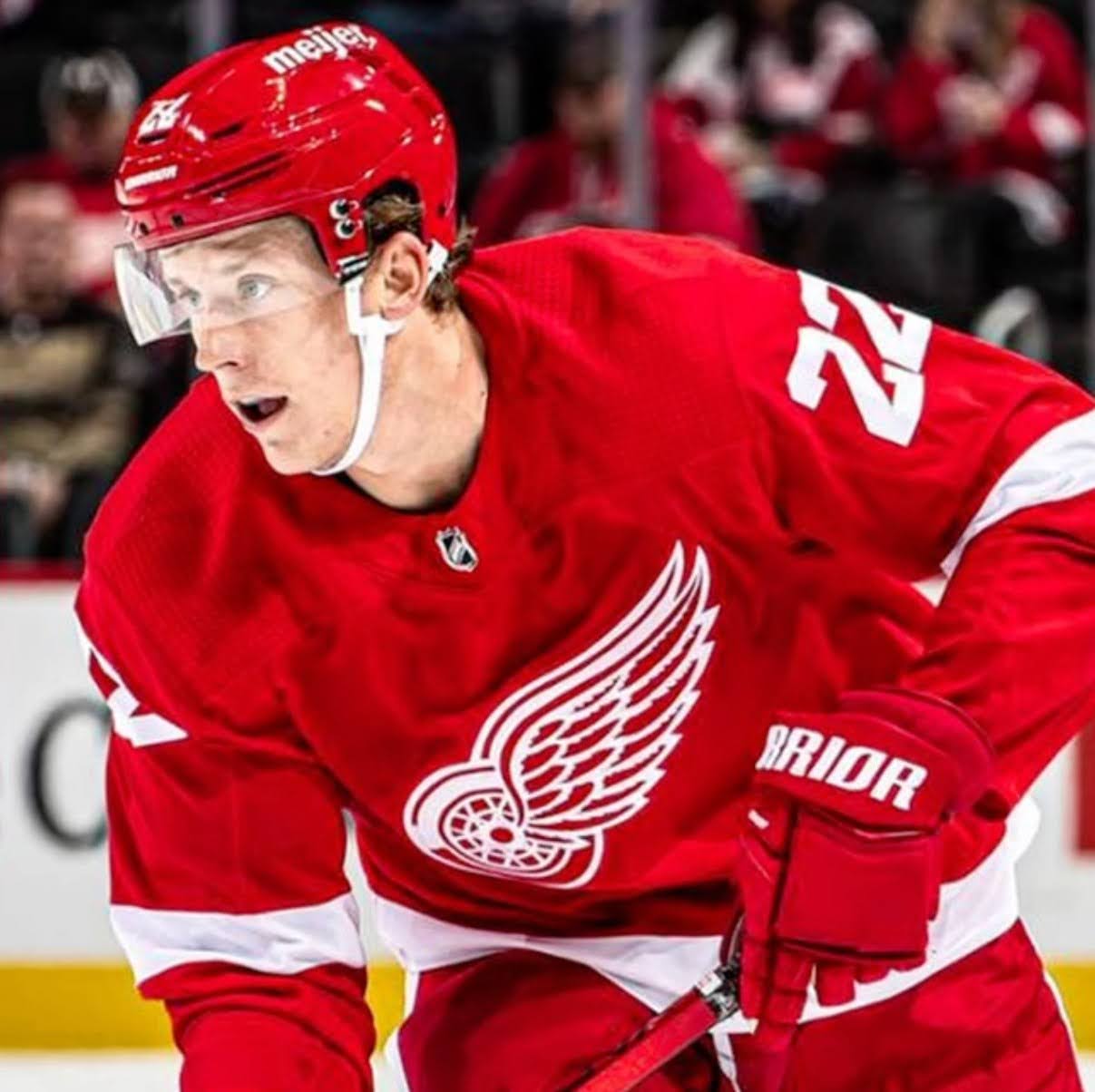 NHL hockey player Matt Luff on the ice for the Detroit Red Wings. Matt takes part in cross-training at West End AC in the off-season to improve his fitness and performance.
